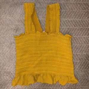 Pacsun yellow side strap top with ruffled bottom
